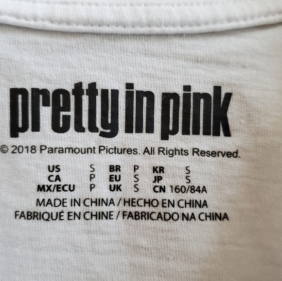 Pretty in pink cropped T shirt, white with print, small size - Picture 6 of 6